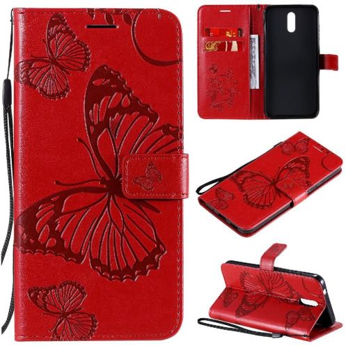 Flip Étui Pour Nokia 2.3 Couverture Magnétique Couverture Antichoc Flip Kickband Avec Support De Fente Pour Carte Cuir Pu - Rouge