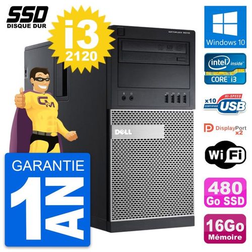 PC Tour Dell OptiPlex 9010 Intel Core i3-2120 RAM 16Go SSD 480Go Windows 10 Wifi