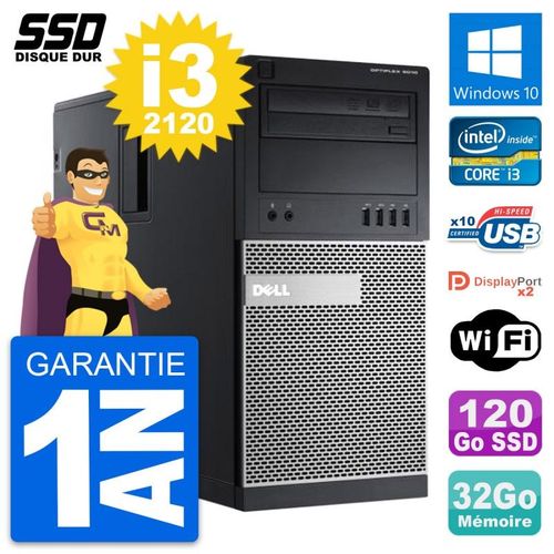 PC Tour Dell OptiPlex 9010 Intel Core i3-2120 RAM 32Go SSD 120Go Windows 10 Wifi