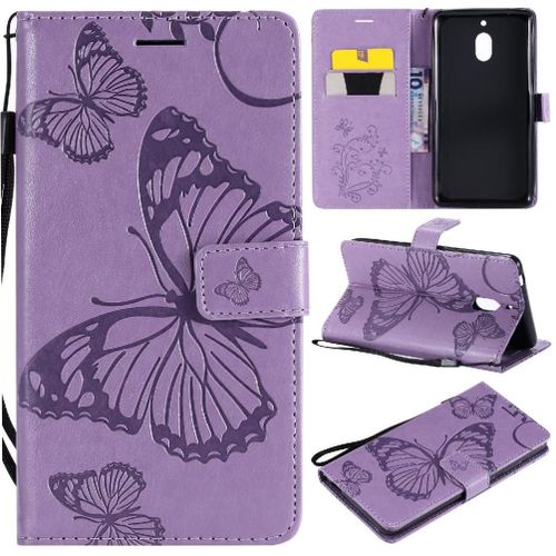 Flip Étui Pour Nokia 2.1 Avec Support De Fente Pour Carte Cuir Pu Couverture Antichoc Couverture Magnétique Flip Kickband - Violet