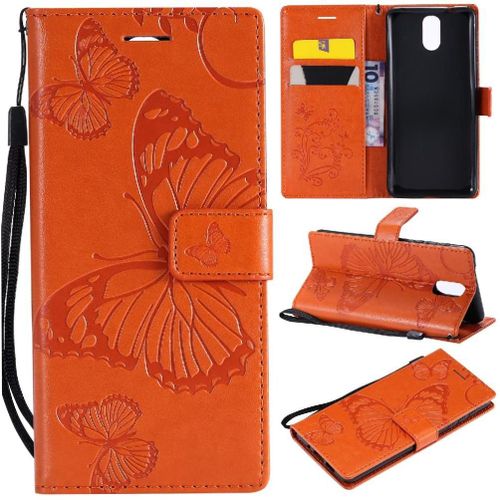 Flip Étui Pour Nokia 3.1 Avec Support De Fente Pour Carte Couverture Magnétique Flip Kickband Cuir Pu Couverture Antichoc - Couleur Orange