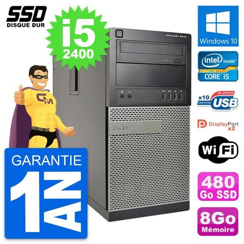 PC Tour Dell OptiPlex 9010 Intel Core i5-2400 RAM 8Go SSD 480Go Windows 10 Wifi