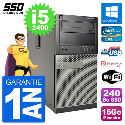 PC Tour Dell OptiPlex 9010 Intel Core i5-2400 RAM 16Go SSD 240Go Windows 10 Wifi