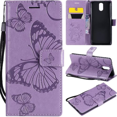 Flip Étui Pour Nokia 3.1 Avec Support De Fente Pour Carte Couverture Magnétique Flip Kickband Cuir Pu Couverture Antichoc - Violet