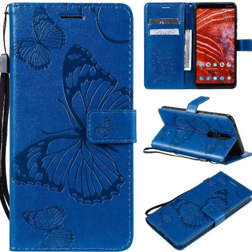 Flip Étui Pour Nokia 3.1 Plus Cuir Pu Avec Support De Fente Pour Carte Couverture Magnétique Couverture Antichoc Flip Kickband - Bleu