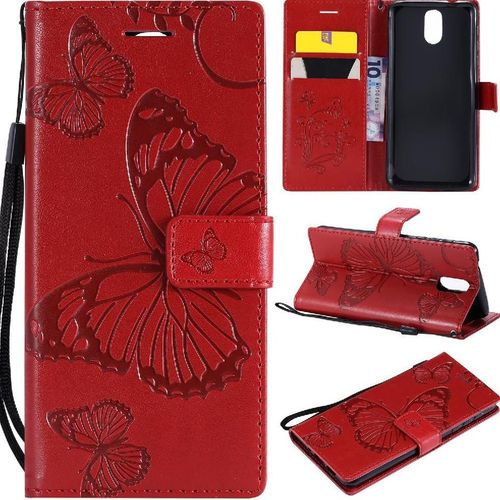 Flip Étui Pour Nokia 3.1 Avec Support De Fente Pour Carte Couverture Magnétique Flip Kickband Cuir Pu Couverture Antichoc - Rouge