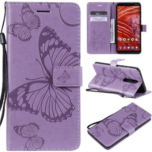 Flip Étui Pour Nokia 3.1 Plus Cuir Pu Avec Support De Fente Pour Carte Couverture Magnétique Couverture Antichoc Flip Kickband - Violet
