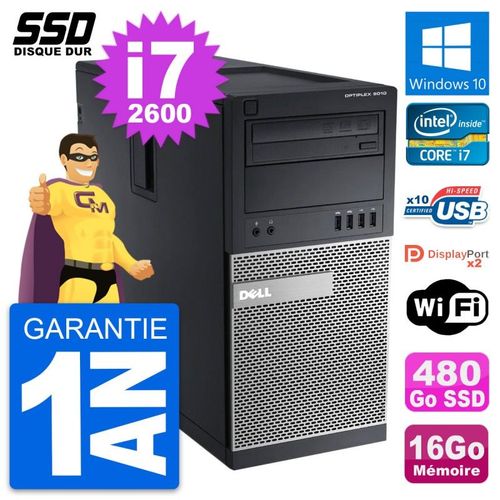 PC Tour Dell OptiPlex 9010 Intel Core i7-2600 RAM 16Go SSD 480Go Windows 10 Wifi