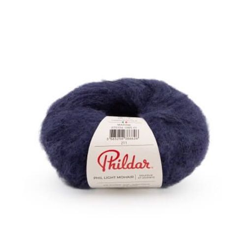 Pelote De Laine Et Mohair À Tricoter Phil Light Mohair - 25gr - Phildar Marine Bleu