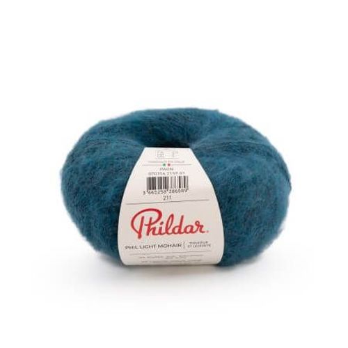 Pelote De Laine Et Mohair À Tricoter Phil Light Mohair - 25gr - Phildar Paon Bleu