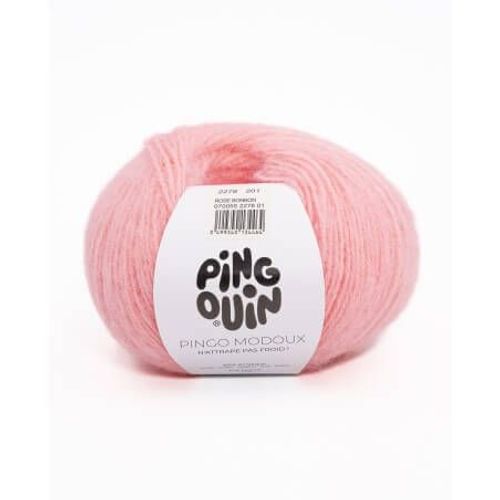 Pelote De Laine Et Mohair Pingo Modoux - Douceur Et Style Réunis - Pingouin Rose Bonbon