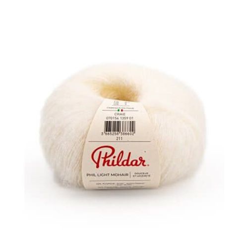 Pelote De Laine Et Mohair À Tricoter Phil Light Mohair - 25gr - Phildar Craie Écru