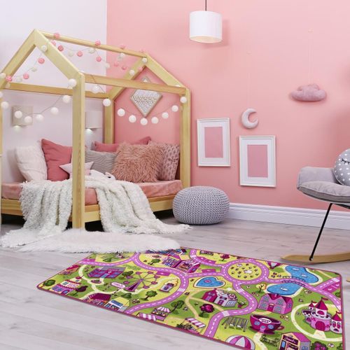 Tapis Enfant 140x200 Rectangle Tufté Rose Et Bleu Pinkroad 2