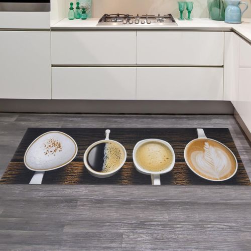 Tapis Cuisine 50x150 En Pvc Marron Et Beige Motif Fresque Kitmilk