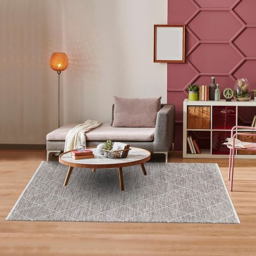 Tapis Chambre 70x140 Tissé En Coton Marron Clair Rectangle Motif Scandinave