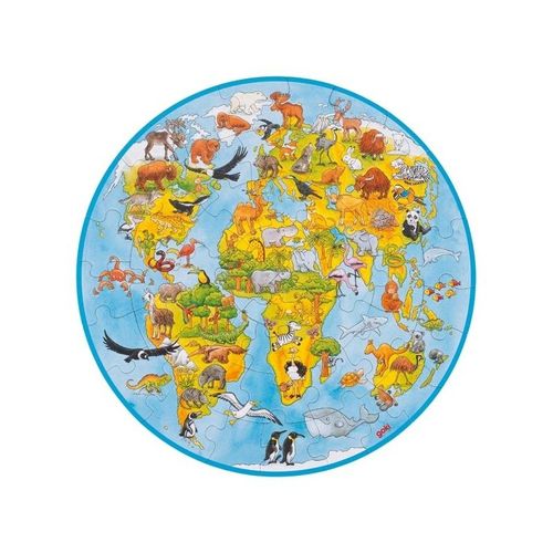 Puzzle-Planisphère En Carton Sain Et Solide, Les Animaux De La Terre