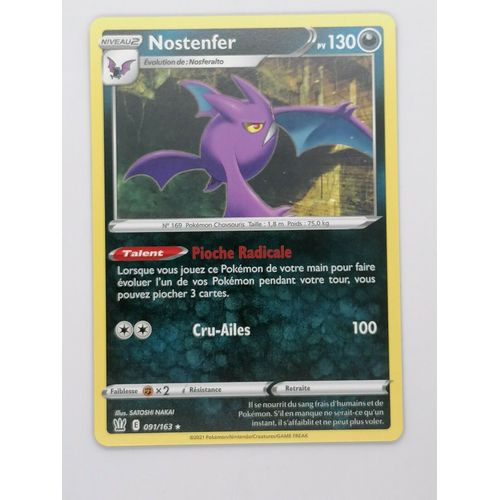 Pokemon Nostenfer Rare 091 / 163 Épée Et Bouclier 5 Styles De Combat