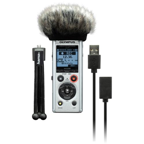 Olympus LS-P1 kit pour le podcasting avec trépied, bonnette anti-vent et câble USB