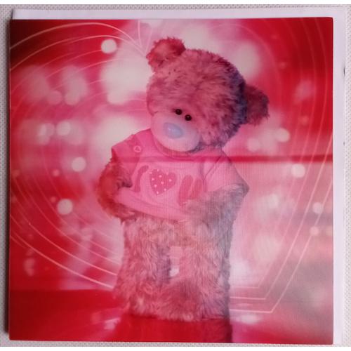 Carte De Voeux 3 D - I Love You : Ours, Tatty Teddy, Me To You- Carte 2 Volets Avec Message + Enveloppe (Carte Blanche Greeting Limited)