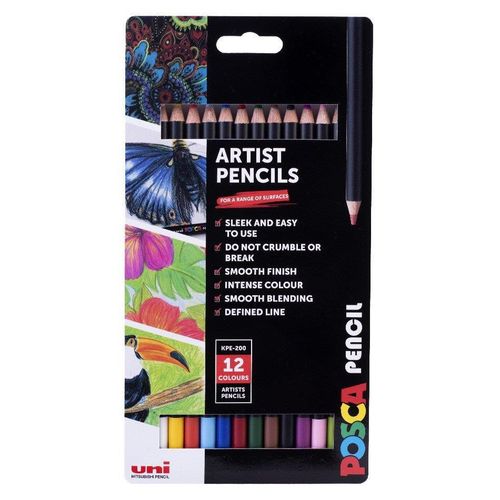 Posca Set De 12 Crayons De Couleur Posca Pencil Couleurs Assorties