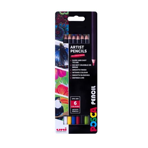 Posca Set De 6 Crayons De Couleur Posca Pencil Couleurs Assorties