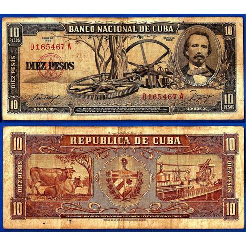 Cuba 10 Pesos 1958 Cespedes Billet Amerique Centrale Caraibe