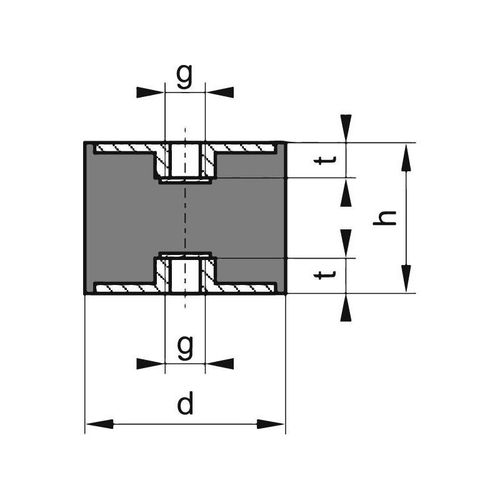 Silent bloc caoutchouc C40x40mm M10