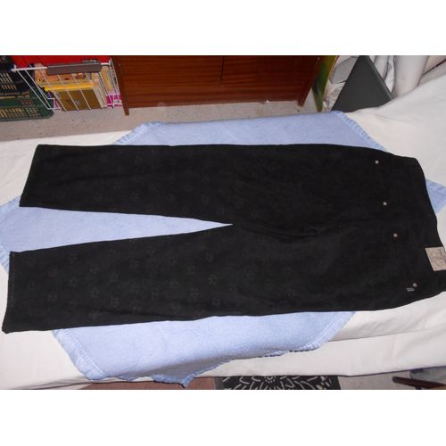 Pantalon Toile De Coton Noir Effet "Patte De Chat" Discret T3 (40/42)
