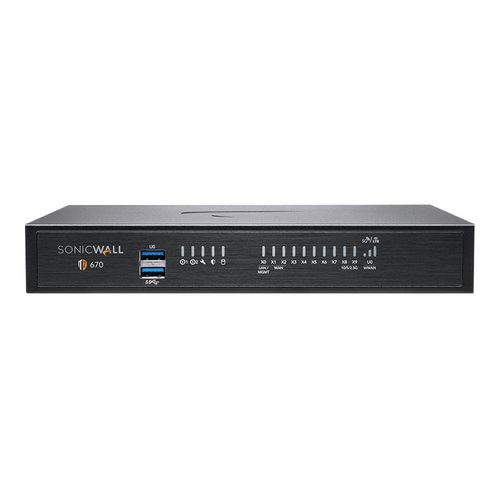 SonicWall TZ670 - Essential Edition - dispositif de sécurité - 10GbE - Programme SonicWALL Secure Upgrade Plus (3 ans d'option) - bureau