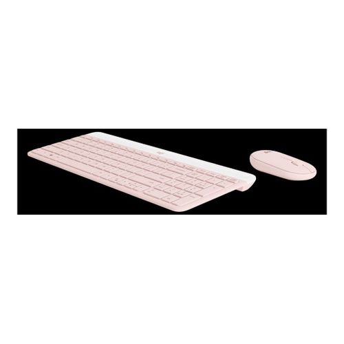 Logitech Slim Wireless Combo MK470 - Ensemble clavier et souris - sans fil - 2.4 GHz - AZERTY - Français - rose