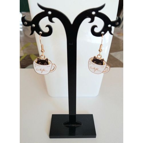 Boucles D'oreilles Tasse De Café Petit Chat