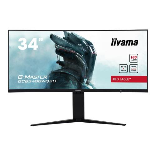 iiyama G-MASTER Red Eagle GCB3480WQSU-B1 - Écran LED - incurvé - 34" - 3440 x 1440 UWQHD @ 180 Hz - VA - 420 cd/m² - 4000:1 - HDR400 - 0.4 ms - 2xHDMI, 2xDisplayPort - haut-parleurs - noir mat