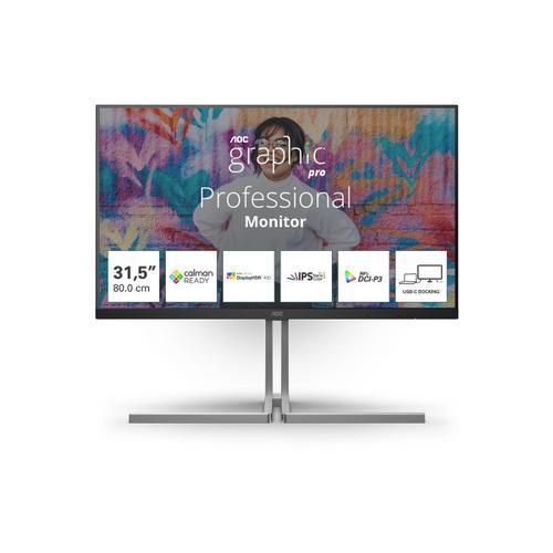 AOC U32U3CV - Graphic Pro Series - écran LED - 32" (31.5" visualisable) - 3840 x 2160 4K @ 60 Hz - Nano IPS - 400 cd/m² - 1000:1 - DisplayHDR 400 - 4 ms - 2xHDMI, DisplayPort, 2xUSB-C -...