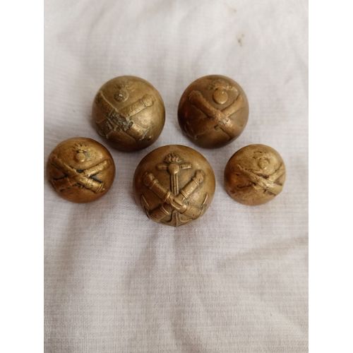 Lot 5 Boutons Ancien 19 Ème Artillerie Et Artillerie De Marine