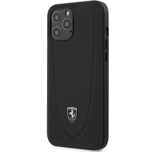Coque Ferrari Cuir Noir Iphone 12 / 12 Pro Et Logo