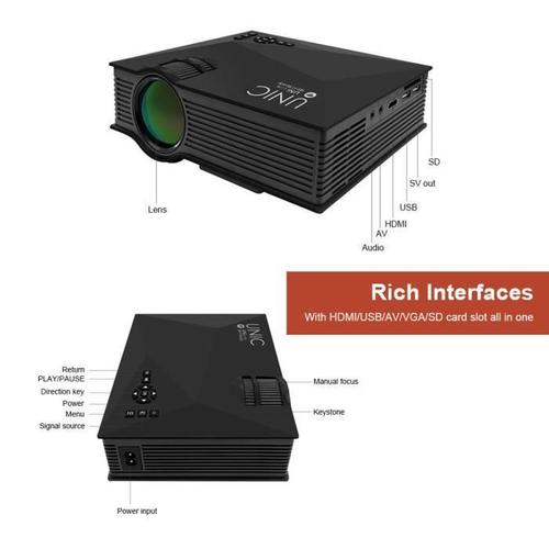 Noir UNIC UC46 LED Full HD Vidéo Vidéoprojecteur avec WIFI Prêt FKT83