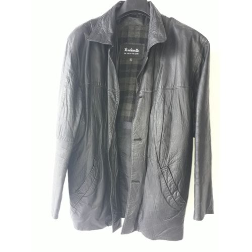 Venticello Design By Tolgaer Taille Xl Veste Cuir Noir Parka Manteau Homme D Affaires Style Monsieur Chic