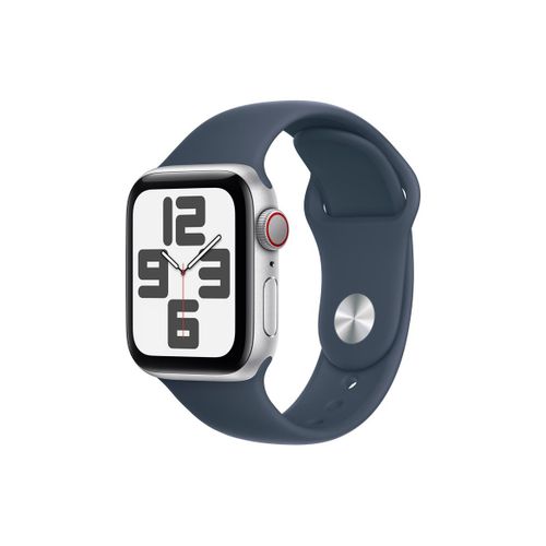 Apple Watch Se (Gps + Cellular) - 2e Génération - 40 Mm - Aluminium Argenté - Montre Connectée Avec Bracelet Sport - Fluoroélastomère - Bleu Orage - Taille Du Bracelet : S/M - 32 Go - Wi-Fi, Lte...