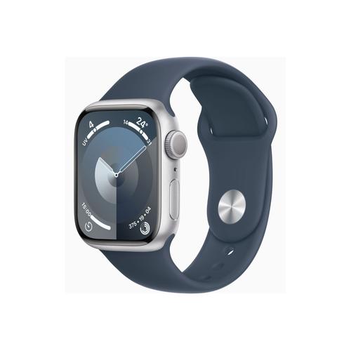 Apple Watch Series 9 Gps - Boîtier Aluminium 41 Mm Argent Bleu Orage - Bracelet M/L