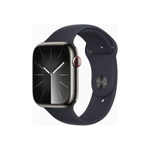 Apple Watch Series 9 Gps + Cellular - Boîtier Acier Inoxydable 45 Mm Graphite Minuit - Bracelet M/L