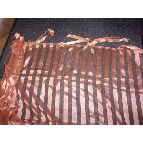 Rideaux Voilages Satin Abricot À Nouer 144 X 256 Cms Neufs