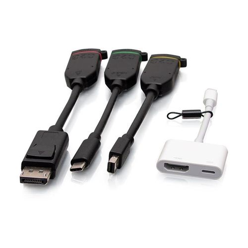 C2G Universal 4K HDMI Dongle Adapter Ring with Color Coded Mini DisplayPort, DisplayPort, USB-C, and Lightning - Kit d'adaptateur vidéo - noir - support 4K
