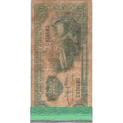 Billet 20 Franc Rwanda Et Burundi De 1960