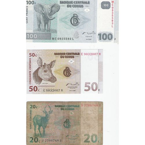 Lot De 3 Billets Di Congo
