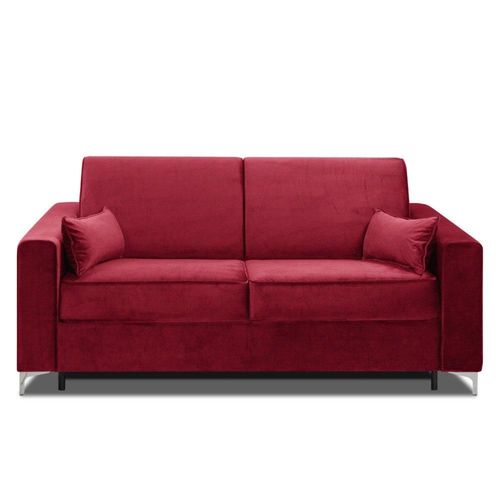 Canapé Convertible Express Jackson 120cm Sommier Lattes Tweed Rouge Matelas 16 Cm
