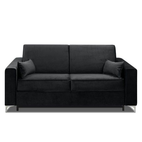Canapé Convertible Express Jackson 120cm Sommier Lattes Polyuréthane Noir Matelas 16 Cm