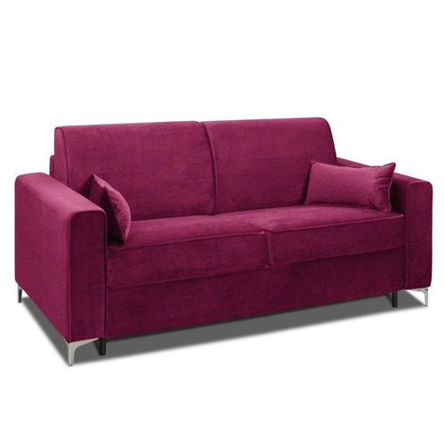 Canapé Convertible Express Jackson 160cm Sommier Lattes Tweed Rose Matelas 16 Cm