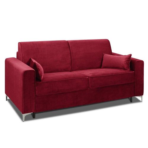 Canapé Convertible Express Jackson 160cm Sommier Lattes Tweed Rouge Matelas 16 Cm