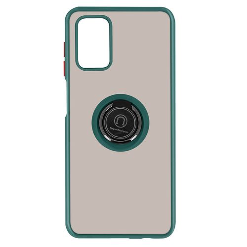 Coque Samsung A02s Bi-Matière Bague Métallique Fonction Support Vert