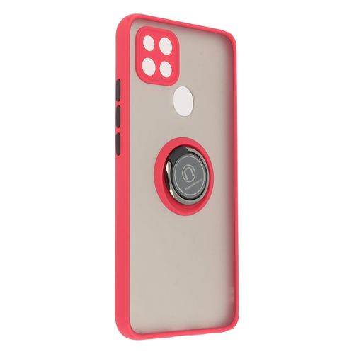Coque Oppo A15 Bi-Matière Bague Métallique Fonction Support Rouge